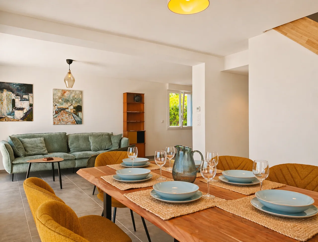 Dining table and dining area